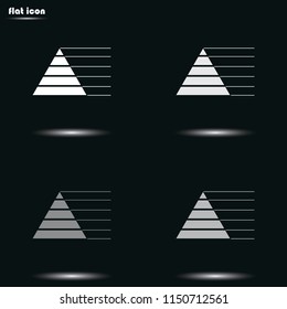 Editable infographic template of stacked pyramid chart flat grayscale vector icon.