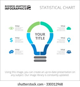 Editable Infographic Template Of Statistic Chart In Form Of Lightbulb, Green And Blue Version