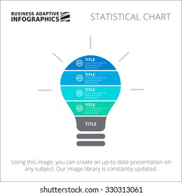 Editable Infographic Template Of Statistic Chart In Form Of Glowing Lightbulb, Blue And Green Version