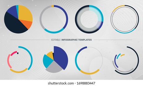 Editable Infographic Templates. Use in corporate report, marketing, annual report. Network management data screen with charts, diagrams. Hud vector interface