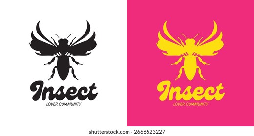Editable insect community logo design vector, ideal for eco groups and wildlife organizations.