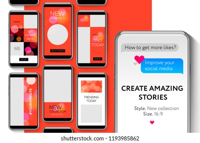 Editable Instagram Stories template. Streaming, vector illustration.