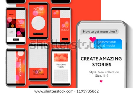 Editable Instagram Stories template. Streaming, vector illustration.
