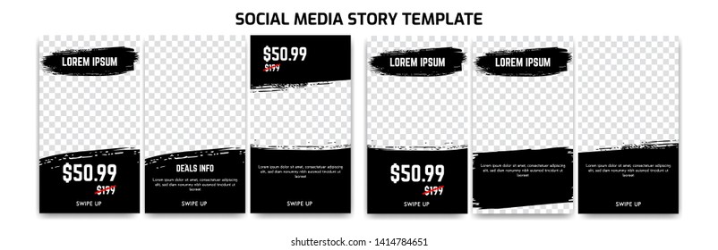 Editable Instagram Story Social Media For Sale Discount And Product Promotion With Abstract Dry Brush Ink Background