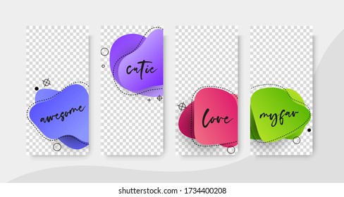 Editable instagram story template pack, vector illustration. Design backgrounds for social media stories. 
