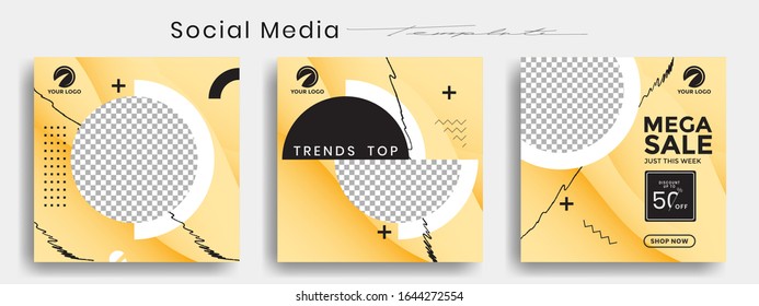 Editable instagram template. Facebook story and post frame. Layout design for marketing promotion. Cover. Set of sale banner template. Social network background. Square puzzles. vector illustration.