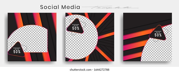 Editable instagram template. Facebook story and post frame. Layout design for marketing promotion. Cover. Set of sale banner template. Social network background. Square puzzles. vector illustration.