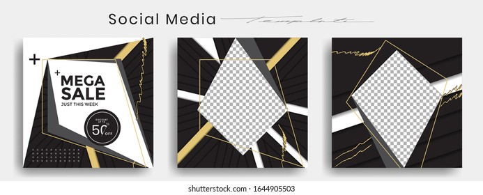 Editable instagram template. Facebook story and post frame. Layout design for marketing promotion. Cover. Set of sale banner template. Social network background. Square puzzles. vector illustration.