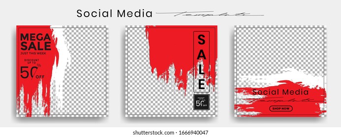 Editable Instagram Templates. Social Media Story And Post Frames. Layout Design For Marketing Promotions. Cover. Set Of Sale Banner Template. Social Network Backgrounds. Square Puzzles. Stock Vector