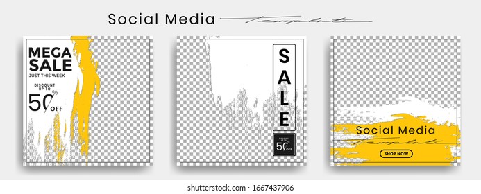 Editable instagram templates. Social media story and post frames. Layout design for marketing promotions. Cover. Set of sale banner template. Social network Backgrounds. Square puzzles. stock vector
