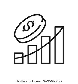Ícone de Gráfico de Crescimento de Investimento Editável