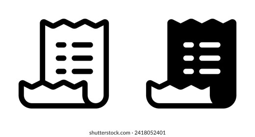 Factura editable, icono del vector de lista de compras. Parte de una familia de iconos grandes. Perfecto para interfaces web y de aplicaciones, presentaciones, infografías, etc