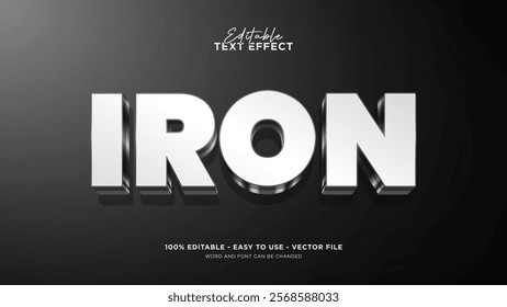 Editable iron 3d text effect, steel text style effect