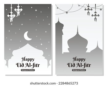 editable islamic sale poster template. with diamond ornaments, moon, stars and the silhouette of a mosque. Design for banner, social media, greeting card and web. Islamic holiday vector illustration