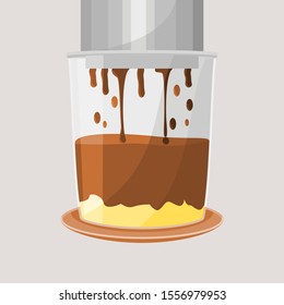 Editable Isolated Dripping Vietnamese Coffee With Condensed Milk Vector Illustration for Artwork Element of Cafe Related Design