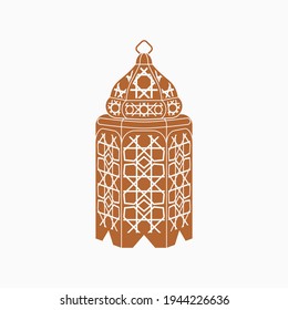Estilo Monocromo Plano Editable Aislado Colgado Marrón Pattern Arabian Lamp Vector Ilustración para propósitos Ocasionales Islámicos como Ramadán y Eid También Necesidades de Diseño de Cultura Árabe