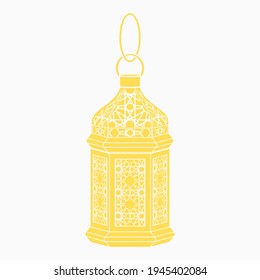 Estilo Monocromo Plano Editable Aislado Colgando Vector de Lámpara Arábiga Patentado Amarillo Ilustración para propósitos temáticos Ocasionales Islámicos como Ramadán y Eid También Necesidades de Diseño de Cultura Árabe