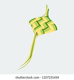 Editable Isolated Flat Style Indonesian or Malaysian Ketupat Vector Illustration for Eid Day Concept With Melayu and Javanese Culture Theme