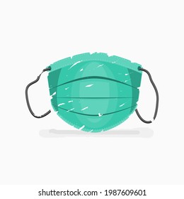 Editable Isolated Front View Shaped Medical Mask Vector Illustration in Brush Strokes Style for Artwork Element of Healthcare and Medical Related Design