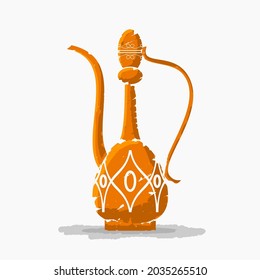 Editable aislado en fondo blanco El café árabe Jug Vector Ilustración en broche estilo broche para café con tradición cultural del Medio Oriente y momentos islámicos relacionados diseño