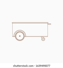 Editable Isolated Outdoor Street Mobile Mini Simple Food Cart Vector Illustration in Outline Style for Food and Drink Business Related Concept