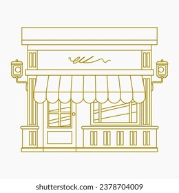 Editable Isolated Outline Style Front View Shop Building Vector Illustration for Decorative Element of Marketing Concept Related Design