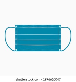 Editable Isolated Rectangle Medical Mask Vector Illustration in Flat Monochrome Style for Artwork Element of Healthcare and Medical Related Design