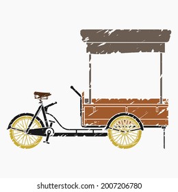 Editable Isolated Side View Mobile Food Bike Shop Vector Illustration in Brush Strokes Style for Artwork Element of Vehicle or Food and Drink Business Related Design