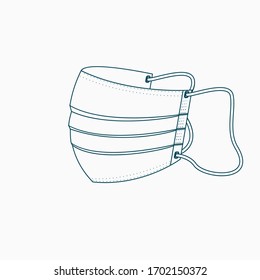 Editable Isolated Side View Shaped Medical Mask  Vector Illustration in Outline Style for Artwork Element of Healthcare and Medical Related Design