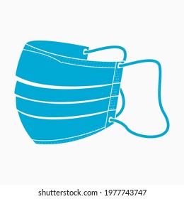Editable Isolated Side View Shaped Medical Mask Vector Illustration in Flat Monochrome Style for Artwork Element of Healthcare and Medical Related Design
