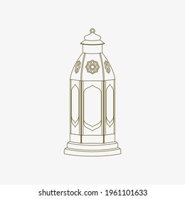 Editable Isolated Standing Arabian Lantern Vector Illustration in Outline Style for Islamic Occasional Theme Purposes Such as Ramadan and Eid Also Arab Culture Design Needs