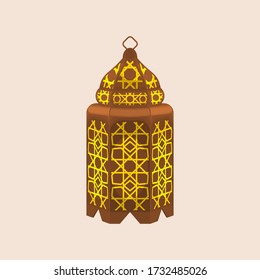 Editable Isolated Standing Patterned Ramadan Arabian Lamp Vector Illustration for Islamic Occasional Theme Purposes Such as Ramadan and Eid Also Arab Culture Design Needs