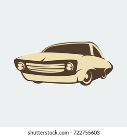 Editable Isolated Three-Quarter Oblique View Classic Retro Car Vector Illustration in Simple Flat Cartoon Style for Transportation or Hobby Related Design