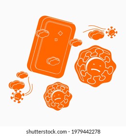 Editable Isolated Vector Illustration of Bar Soap Works Against Coronavirus in Flat Monochrome Style for Artwork Element of Healthcare and Medical Related Design
