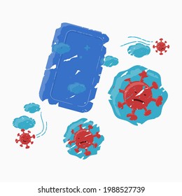 Editable Isolated Vector Illustration of Bar Soap Works Against Coronavirus in Brush Strokes Style for Artwork Element of Healthcare and Medical Related Design