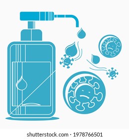 Editable Isolated Vector Illustration of Hand Sanitizer Works Against Coronavirus in Flat Monochrome Style for Artwork Element of Healthcare and Medical Related Design