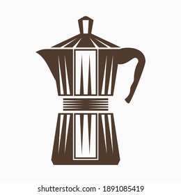 Editable Isolated Vector Illustration of a Mokapot Coffee Brewer in Flat Monochrome Style with Brown Color for Cafe or Business Product Related Design