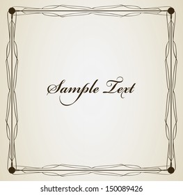 Editable isolated vintage frame. Abstract vector illustration with sample text. 