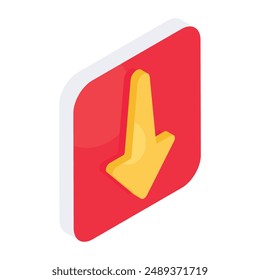 Editable isometric design of downward arrow