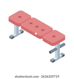 An editable isometric icon of fitness bench press