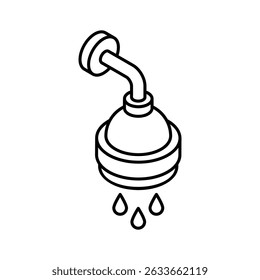 Ein editierbares isometrisches Symbol für das Aufsprühen des Duschkopfs