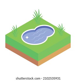 Editable isometric icon of park pool 

