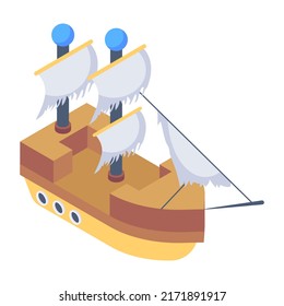 An editable isometric icon of pirate ship

