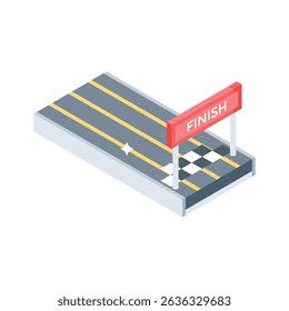 An editable isometric icon of racing finish line