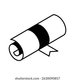 An editable isometric icon representing degree certification