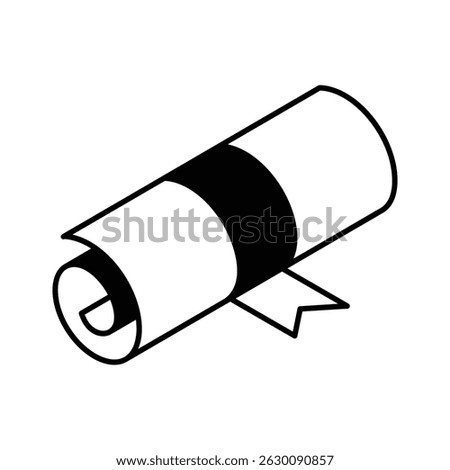 An editable isometric icon representing degree certification