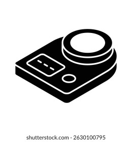 An editable isometric icon showing a obesity scale