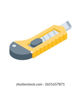 Um ícone isométrico editável mostrando a ferramenta de corte de papel afiadaName