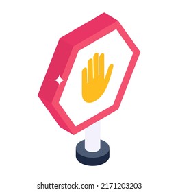 An editable isometric icon of stop board