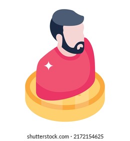 An editable isometric icon of worker insurance 

